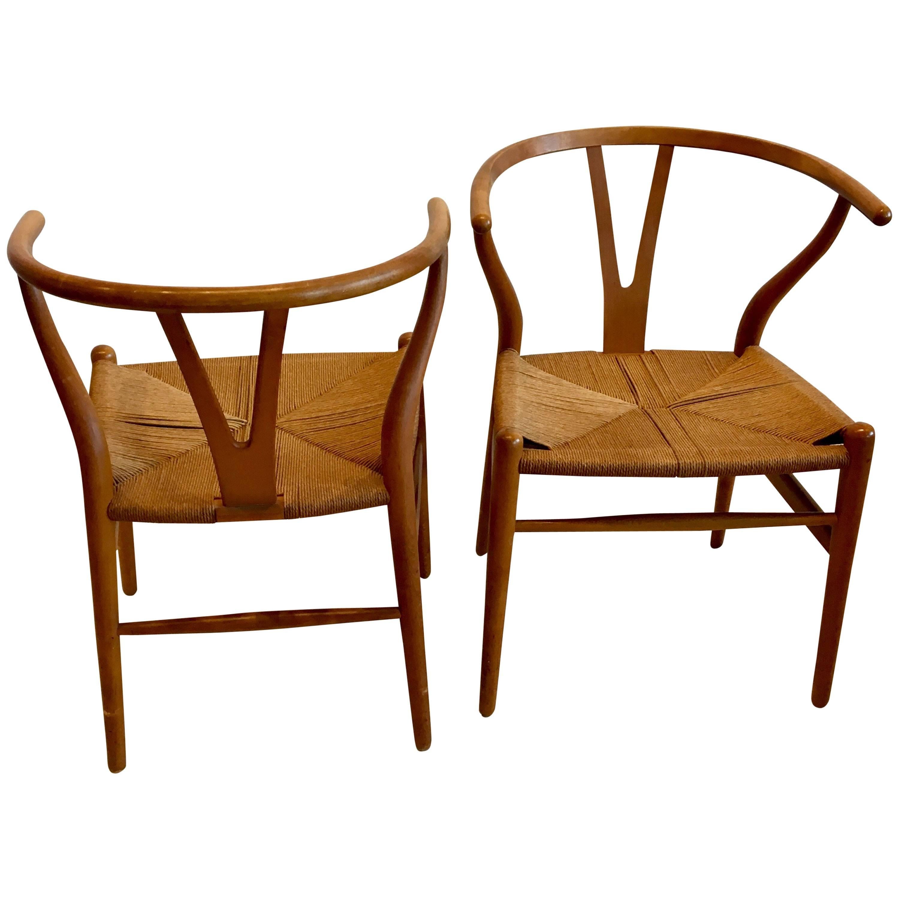 Pair of Danish Modern Hans Wegner Wishbone Chairs by Carl Hansen & Son
