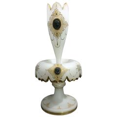 Bohemian Opaline Glass Epergne with Cameos, 19th Century