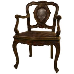 Antique Venetian Carved and Polychrome Armchair