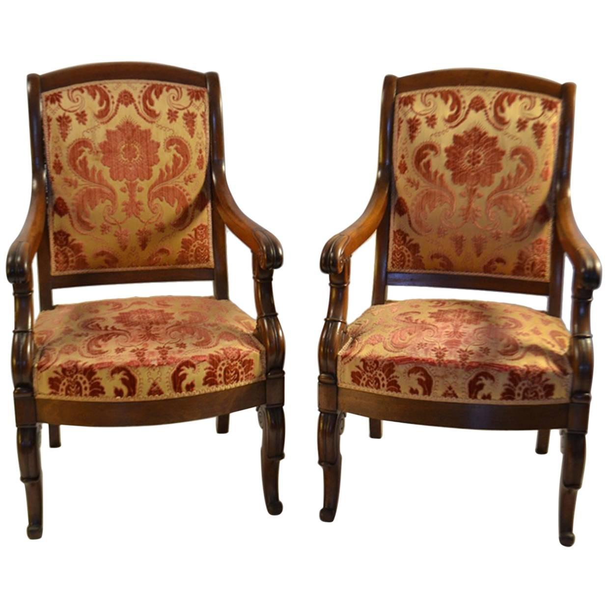 Pair of Louis-Phillippe Mahogany Fauteuils