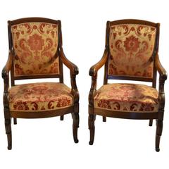 Pair of Louis-Phillippe Mahogany Fauteuils 2