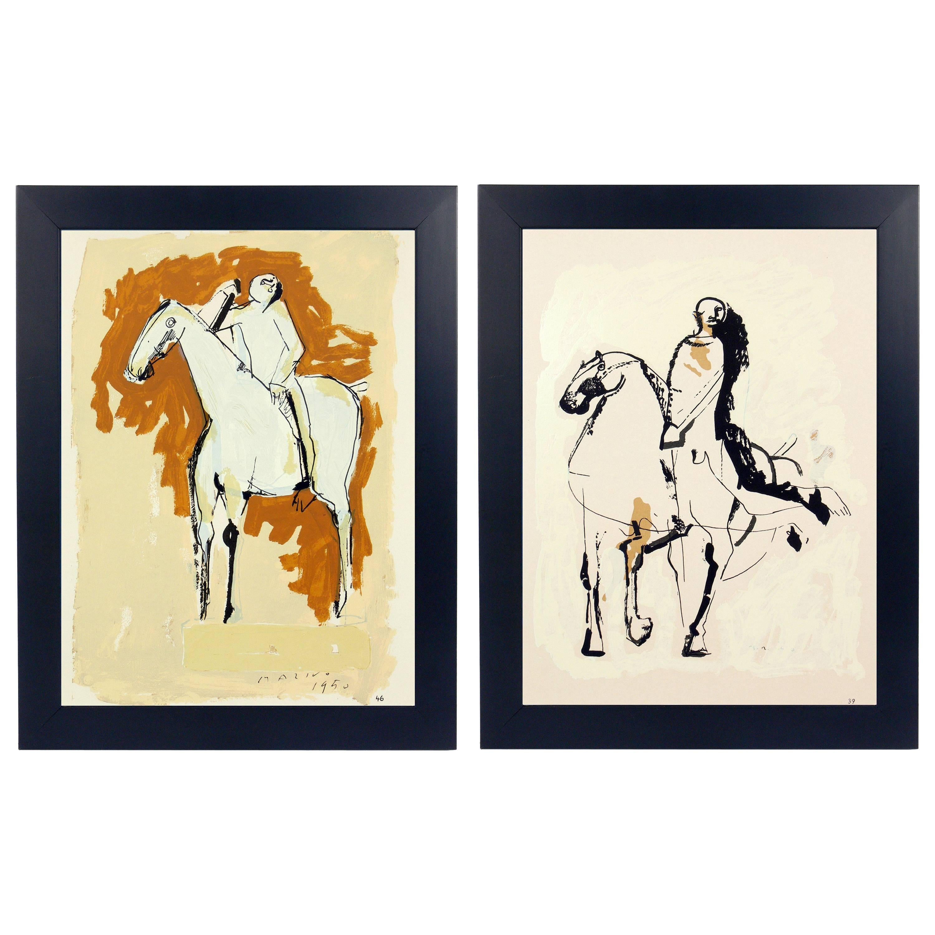 Pair of Marino Marini Horse and Rider Lithographs