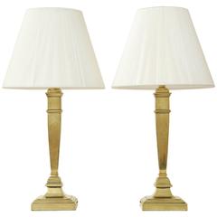Pair of Late 19th Century English Brass Lamps 1