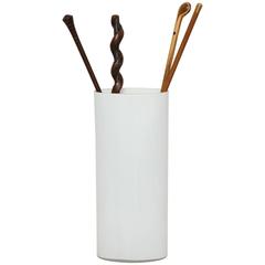 White Glass Narrow Oval Umbrella Stand