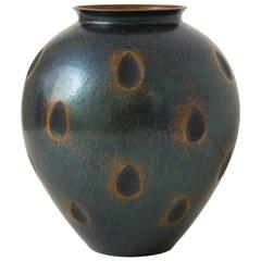 Japanese Art Deco Hammered Copper Vase