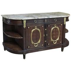 Antique 19th Century French Louis XVI Marble-Top Buffet with Bronze Ormolu
