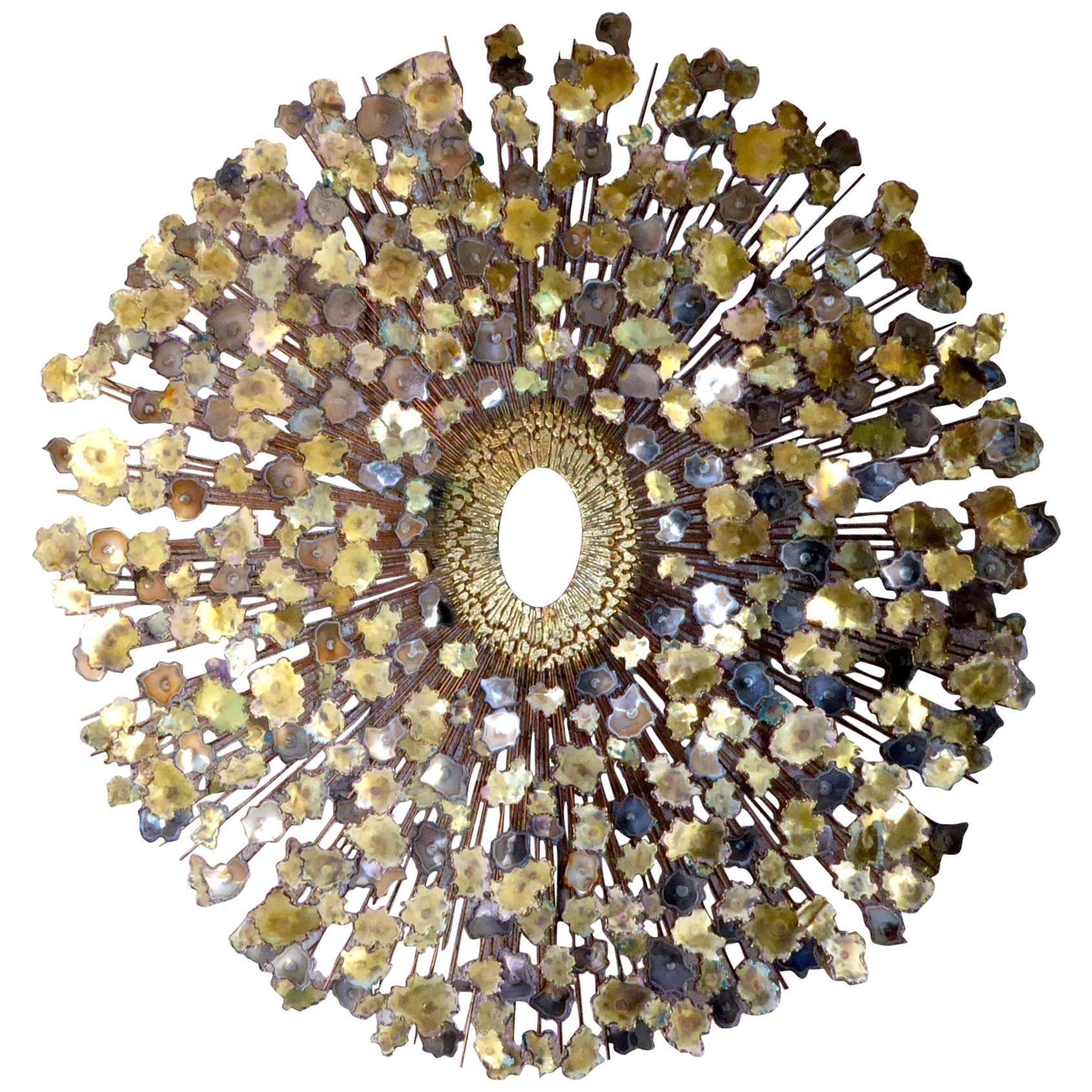 Glittering Mixed Metal Wall Sculpture Attributed to William Friedle, circa 1960 For Sale