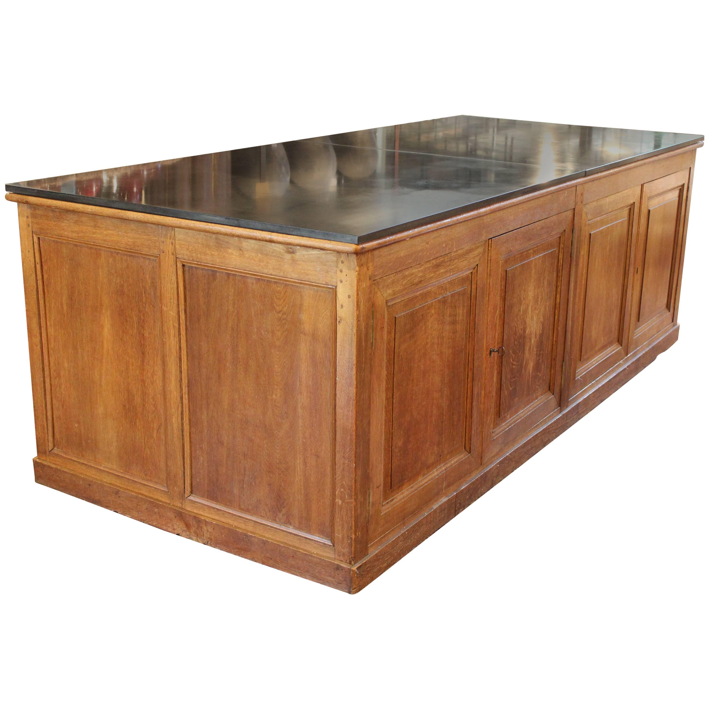 Antique French Vestments in Oak, Black Granite Top at 1stDibs