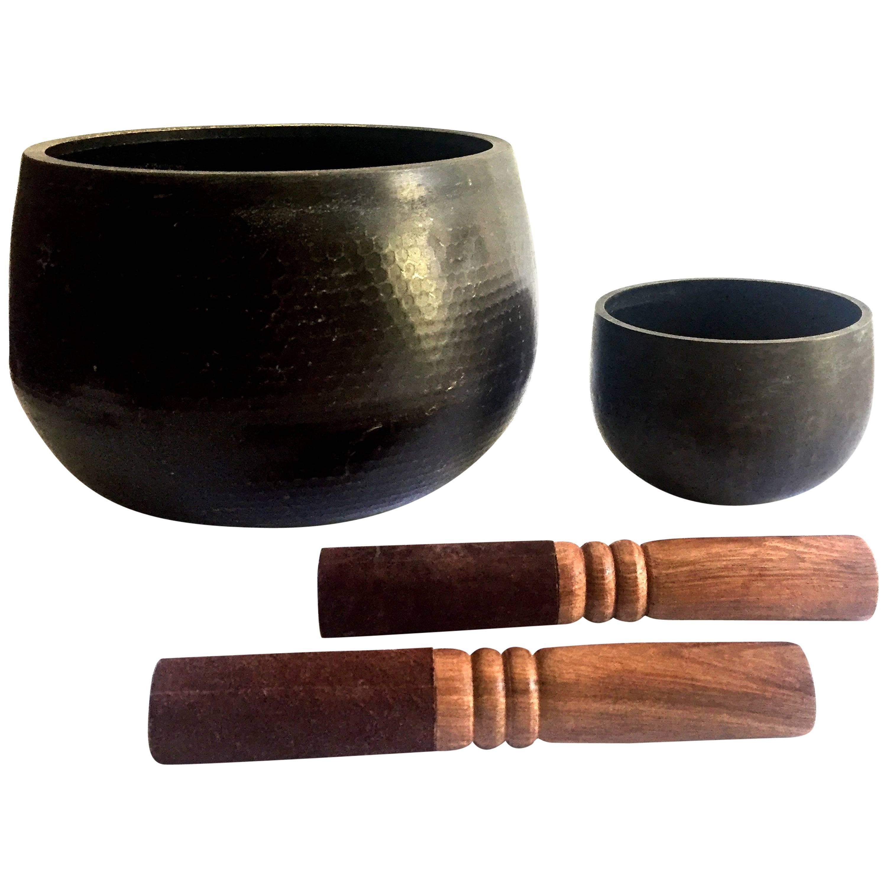 Japanese Antique Singing Bowl, Set of Two For Sale
