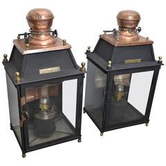 Antique 19th Century French Copper and Black Metal Lanterns