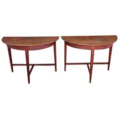 Pair of Painted Demilune Tables