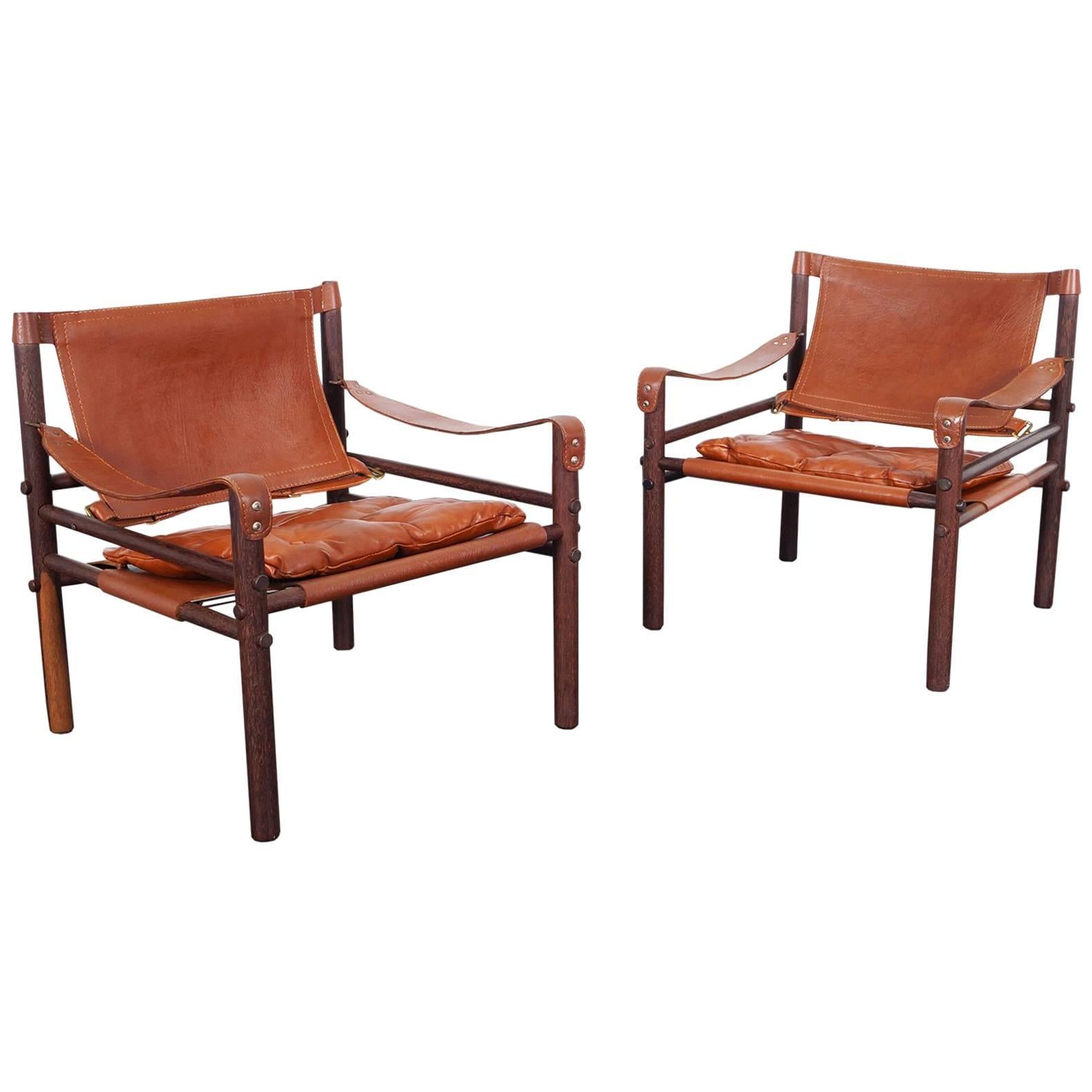 Rosewood "Sirocco" Leather Lounge Chairs by Arne Norell