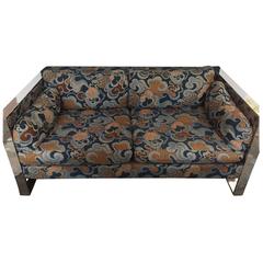 Milo Baughman for Thayer Coggin Chrome-Framed Settee in Original Upholstery 8
