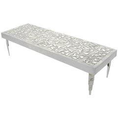 Artist Signed Cast Aluminium Abstract Relief Coffee Table 5