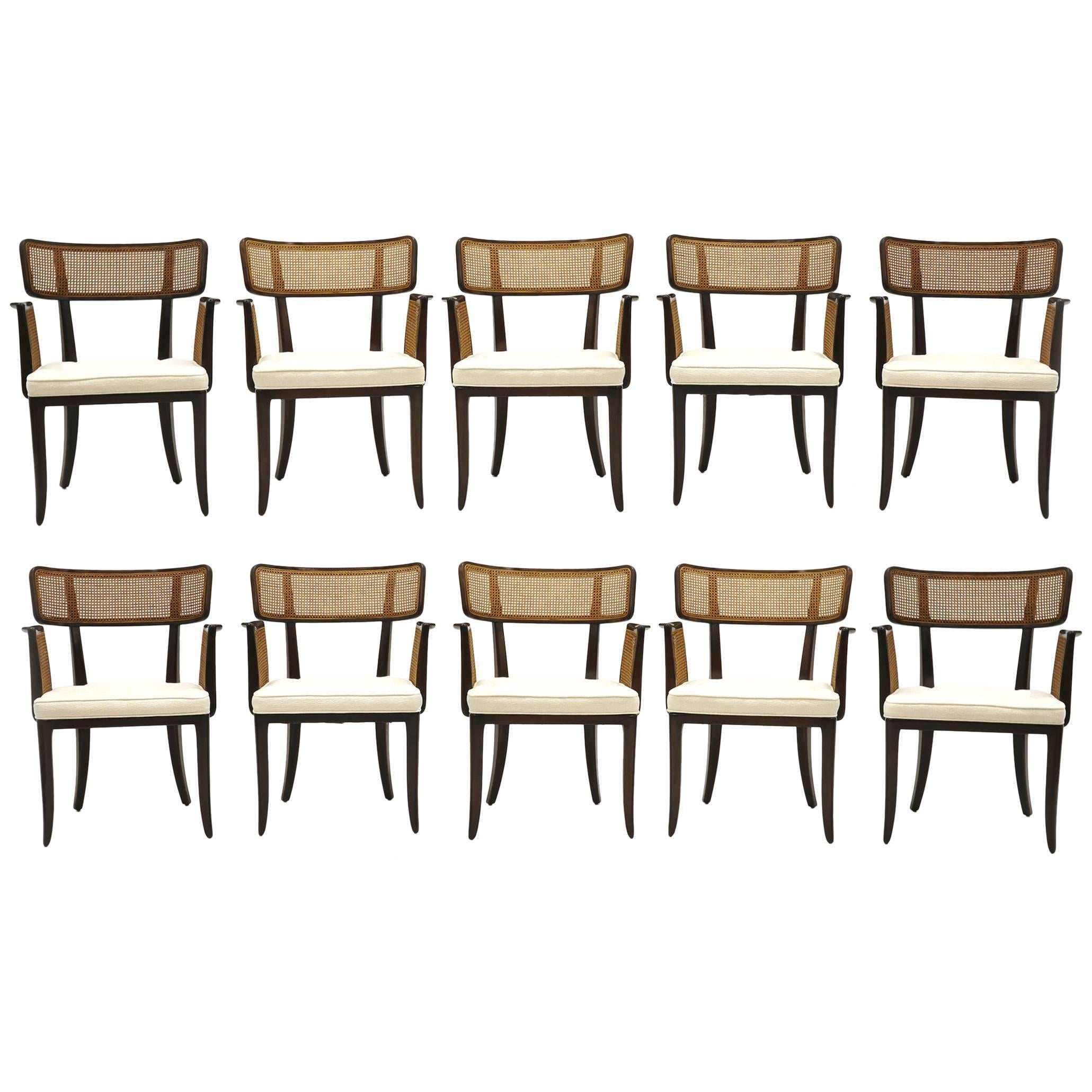 Set of Ten Edward Wormley for Dunbar Dining Chairs with Arms
