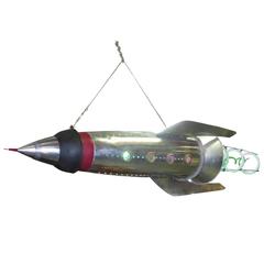 Neon Lighted Rocket Ship by California Artist Baron Margo