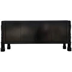One of a Kind Black Four-Door Chest of Drawers with Twig and Vine Detail 9