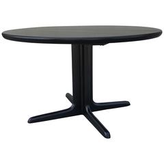 Ebonized Teak Round Danish Dining Table with Extension by Niels Koefoed