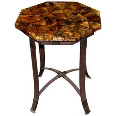 Kreiss Collection Coconut Shell Octagon Top Table with Iron Base 3