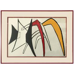 Graphic Forms in Red, Black and Yellow Lithograph by Alexander Calder