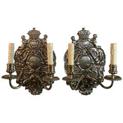 William and Mary-Style Silver Plate Sconces