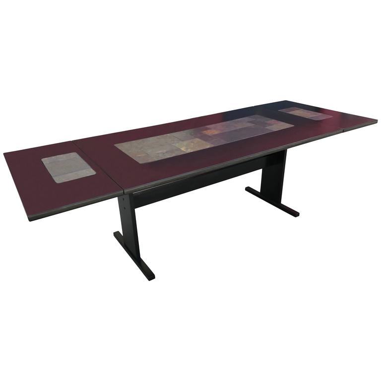 Chic Ebonized Slate Tile Topped Danish Dining Table For At 1stdibs Chic Ebonized Slate Tile Topped Danish Dining Table For