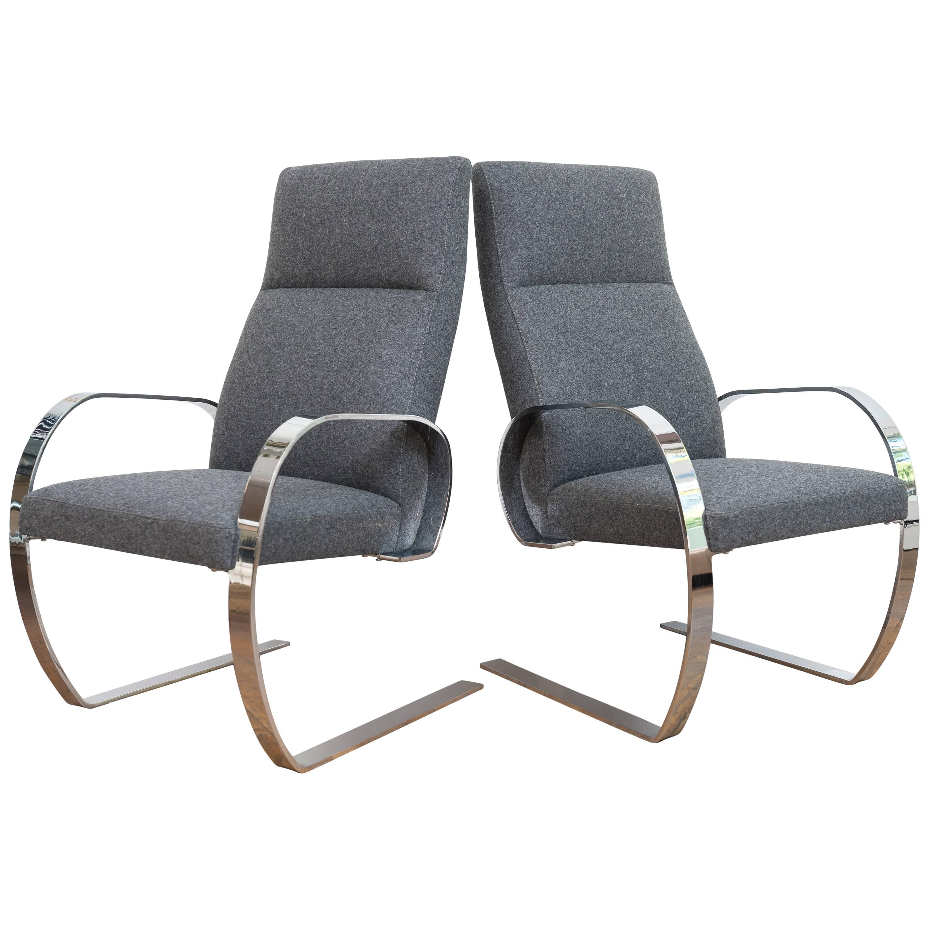 Chrome Cantilever Armchairs For Sale