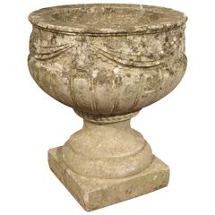 Vintage Cast Stone Drapery Swag Planter from Belgium 8