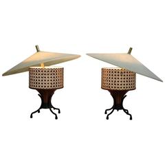 Retro Pair of Mid-Century Atomic Boudoir Lamps