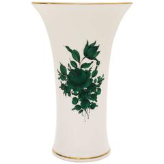 Small Augarten Maria Theresia "Green Rose" Porcelain Vase, 1960s