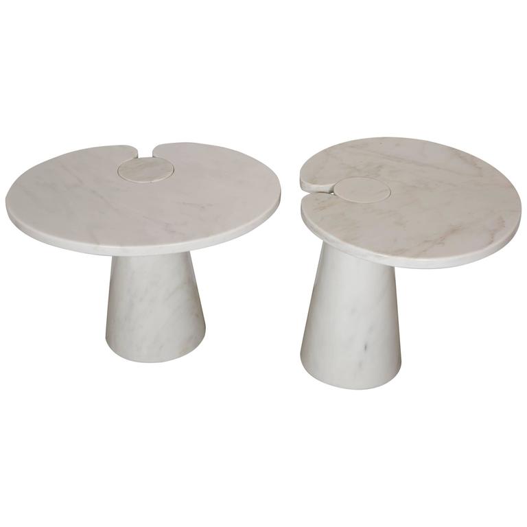 Beautiful Pair of Marble Side Tables by Mangiarotti at 1stDibs