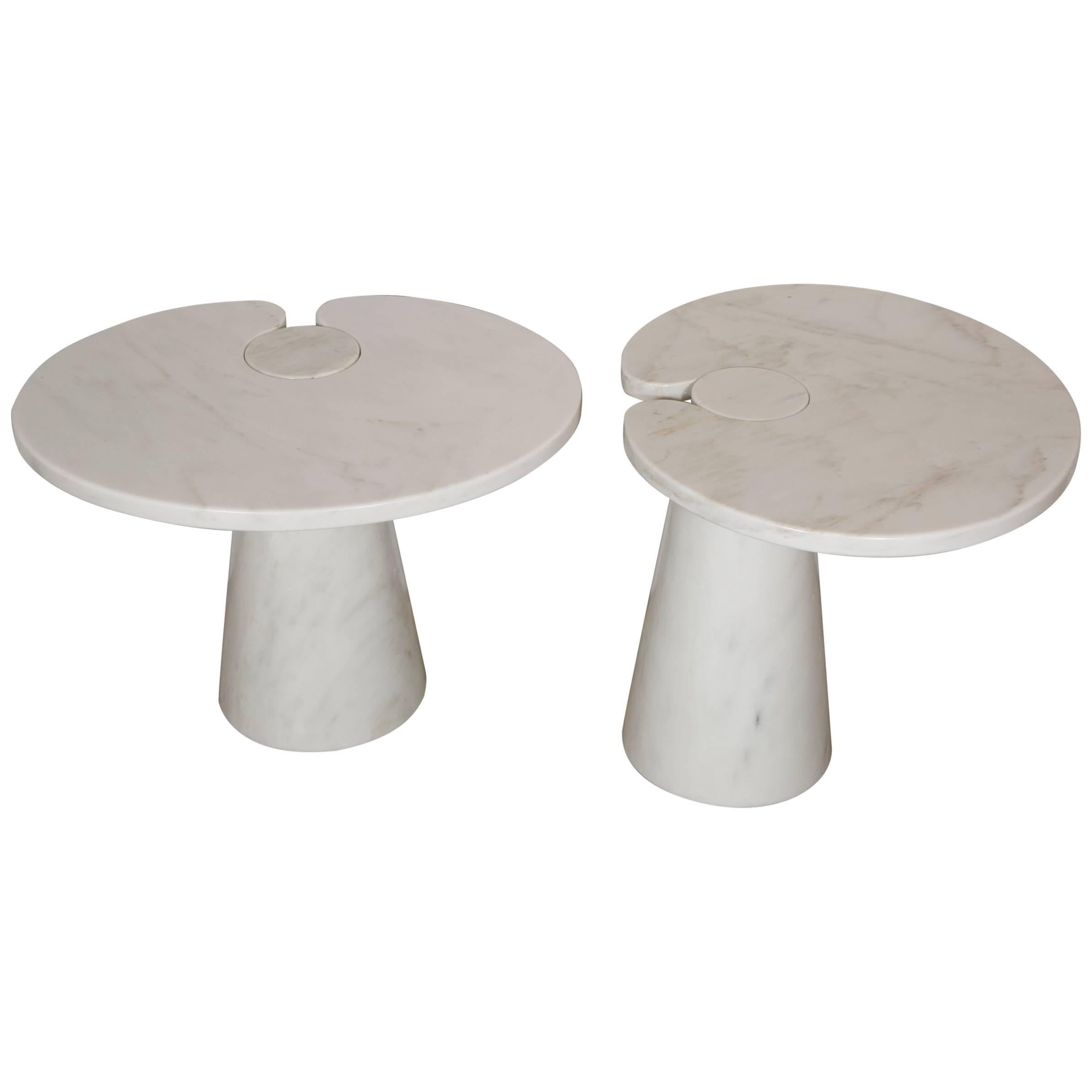 Beautiful Pair of Marble Side Tables by Mangiarotti