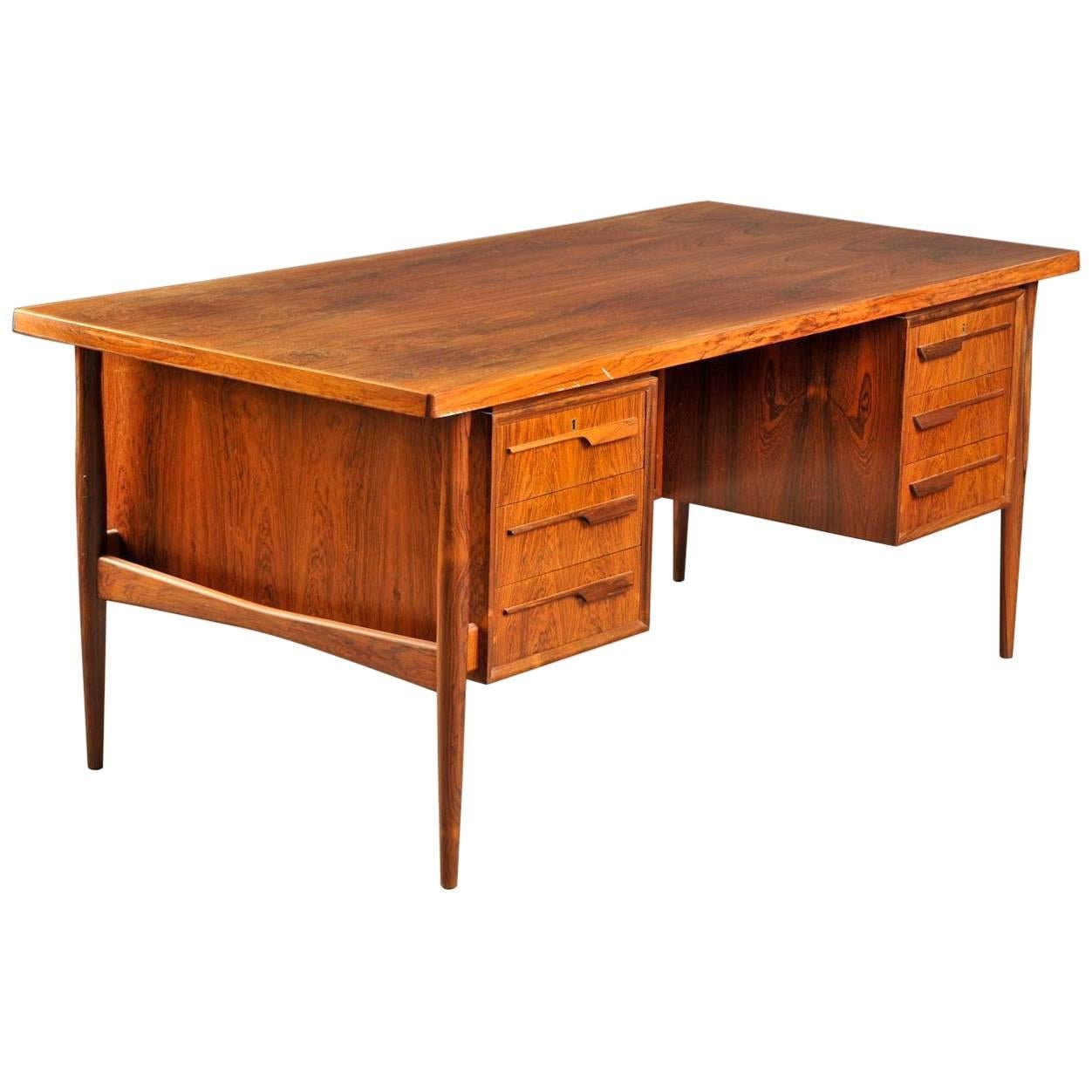 Danish Rosewood Desk Made During 1960s For Sale