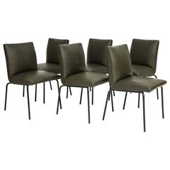 Guariche Robert Meurop Dining Chairs Faux Leather, 1960 Mid-Century, France 3