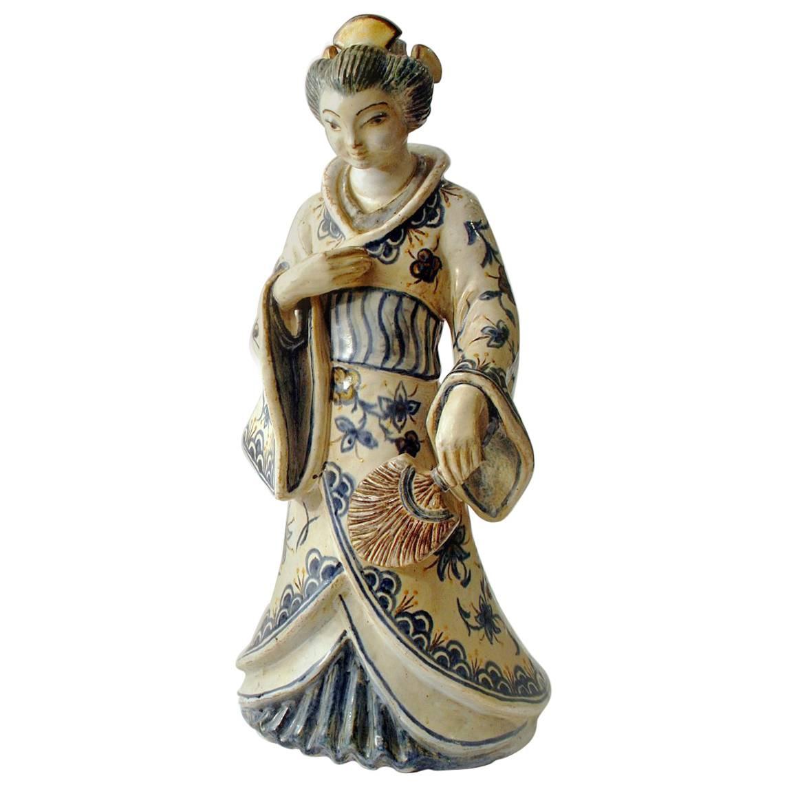 Stoneware Figure of a Geisha by Hjorth, Denmark, 1930s For Sale