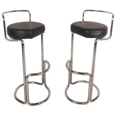 Unusual Pair of Mid-Century Modern Bar Stools