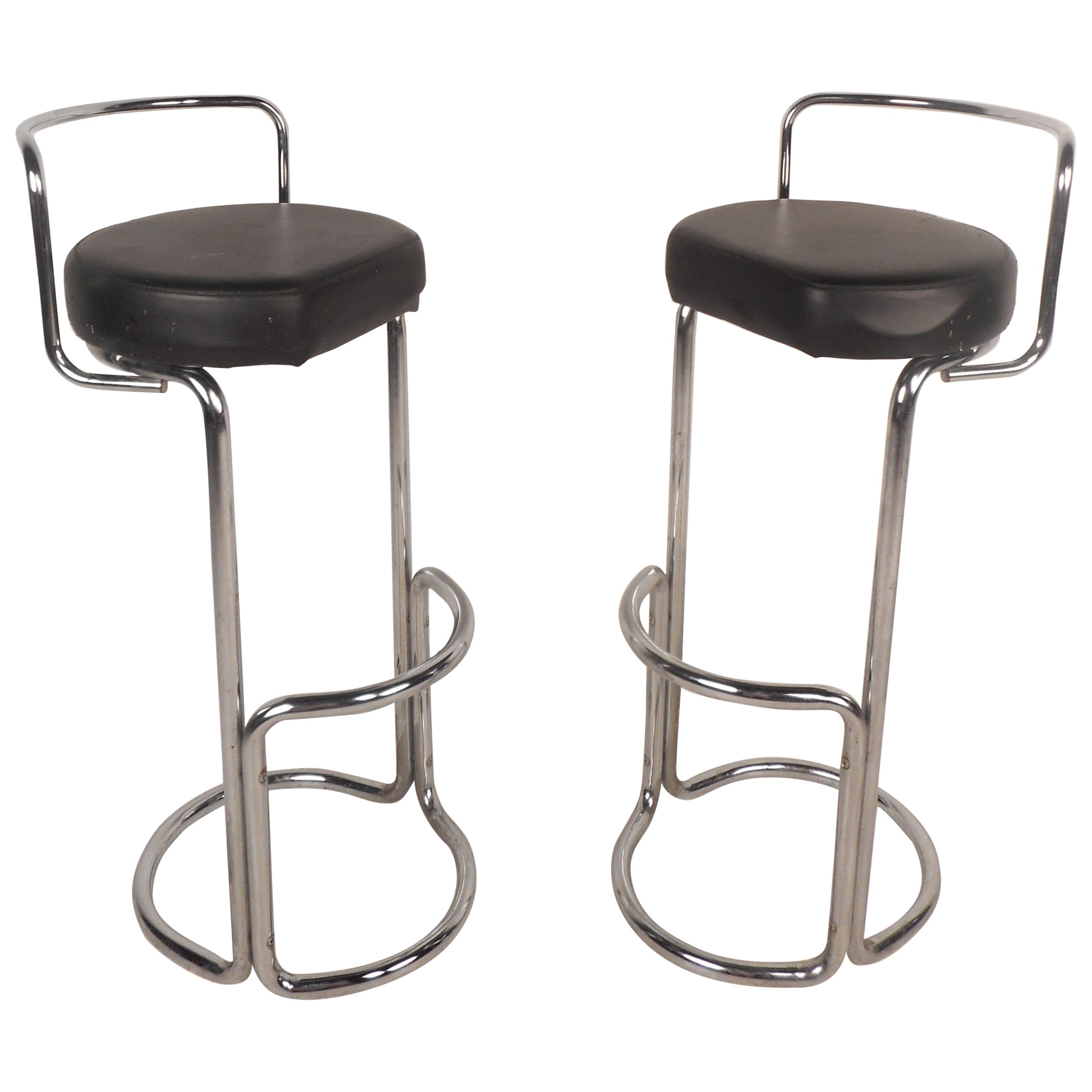 Pair of Mid Century Solid Brass Bar Stools at 1stDibs