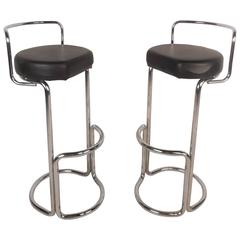 Unusual Pair of Mid-Century Modern Bar Stools 12