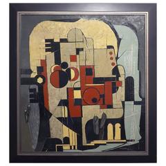 Hugo Mohl 'Industrie' Mid-Century Abstract Painting, Dated 1968