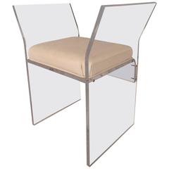 Unique Mid-Century Modern Vinyl and Lucite Bench 12