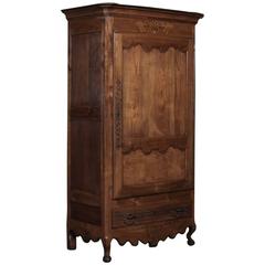 18th Century Country French Solid Cherrywood Armoire or Bonnetiere