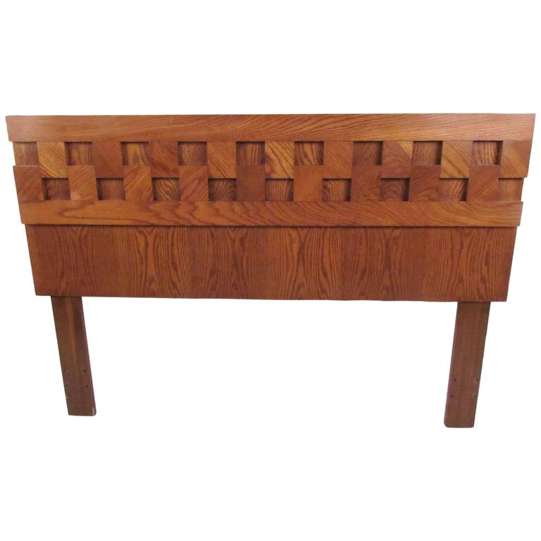 Vintage Modern Oak Queen Headboard For Sale at 1stdibs
