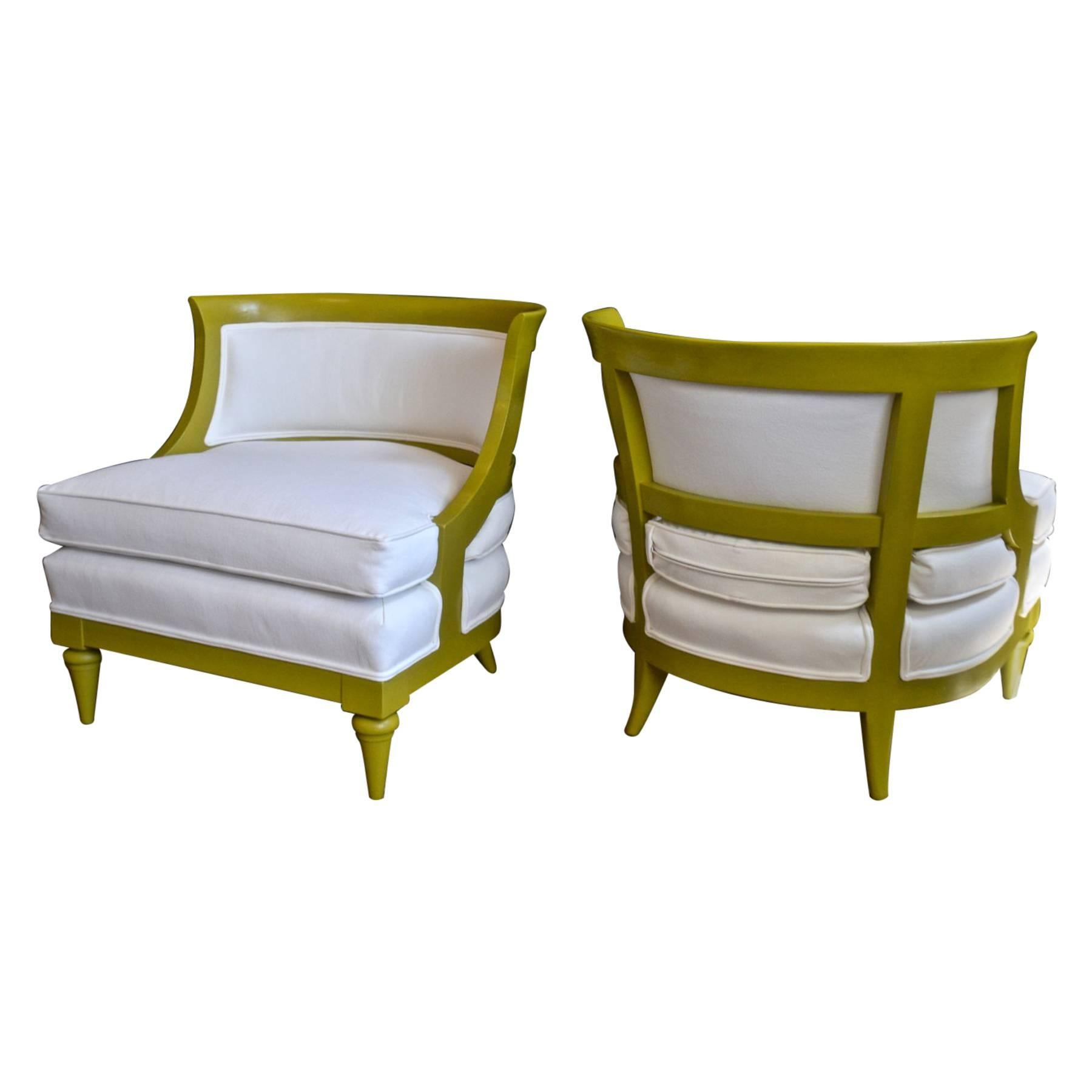 Pair of Slipper Chairs in Chartreuse