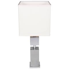 Chrome Square Column Table Lamp, French, 1970s 2