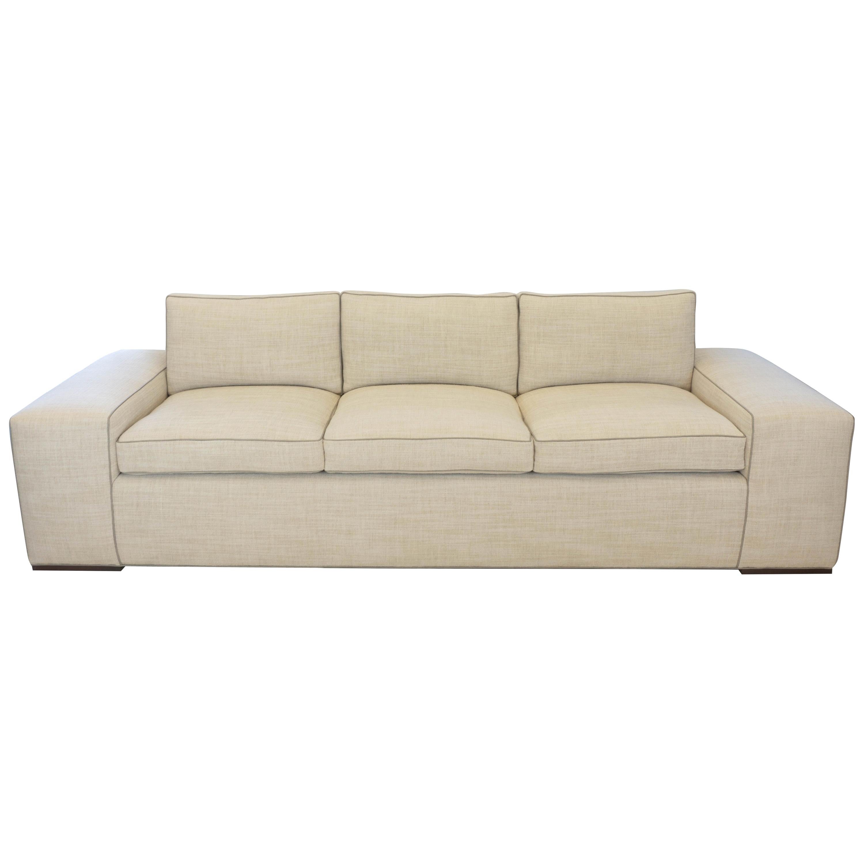 Contemporary Square Arm Sofa with Loose Cushions For Sale