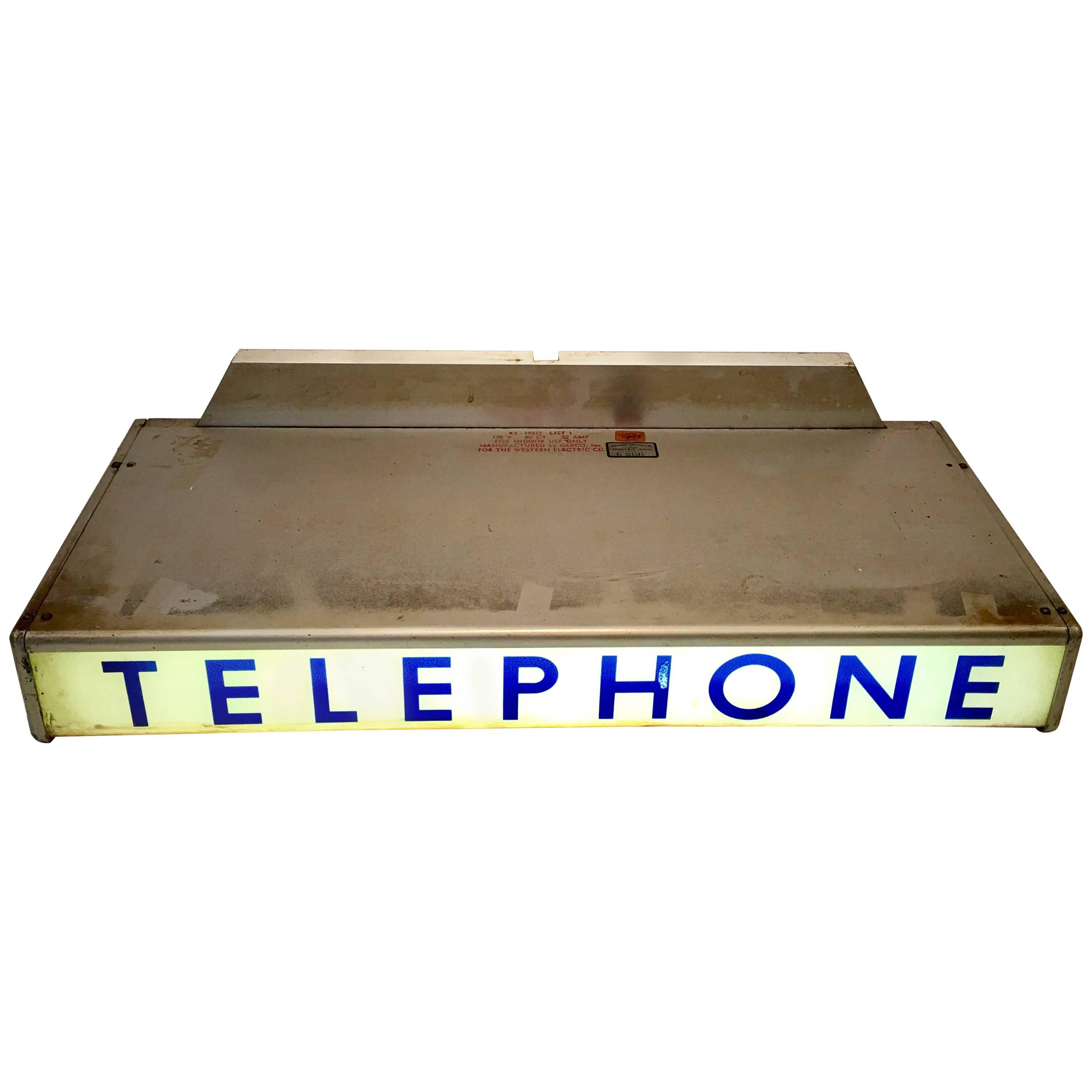 1930'S Western Electrical Co. Telephone Booth Light Box Sign