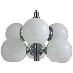 Sputnik Mid-Century Modern Chandelier Glass and Chrome 10