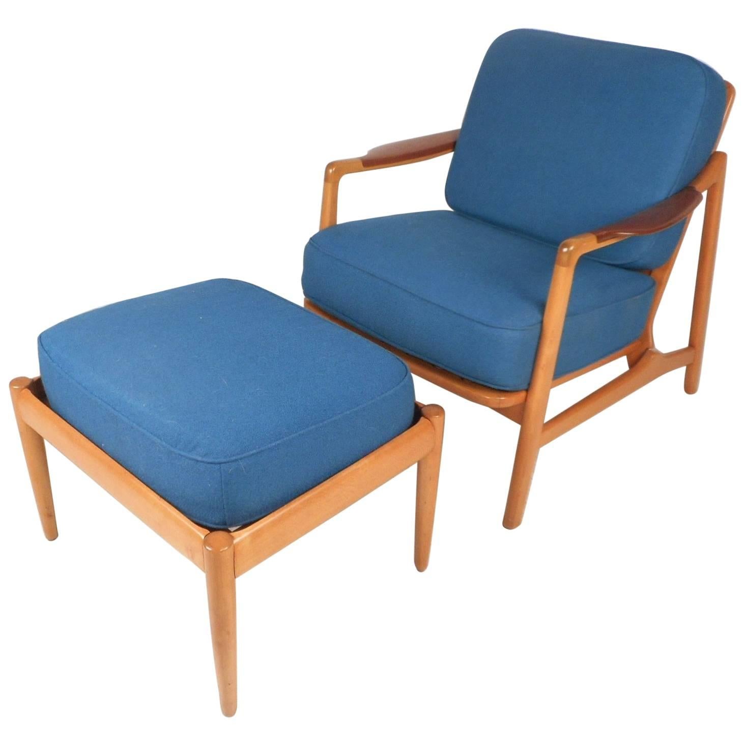 Mid-Century Modern Lounge Chair and Ottoman by France and Daverkosen