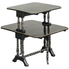 19th Century French Napoleon III Period Ebonized Tea Table