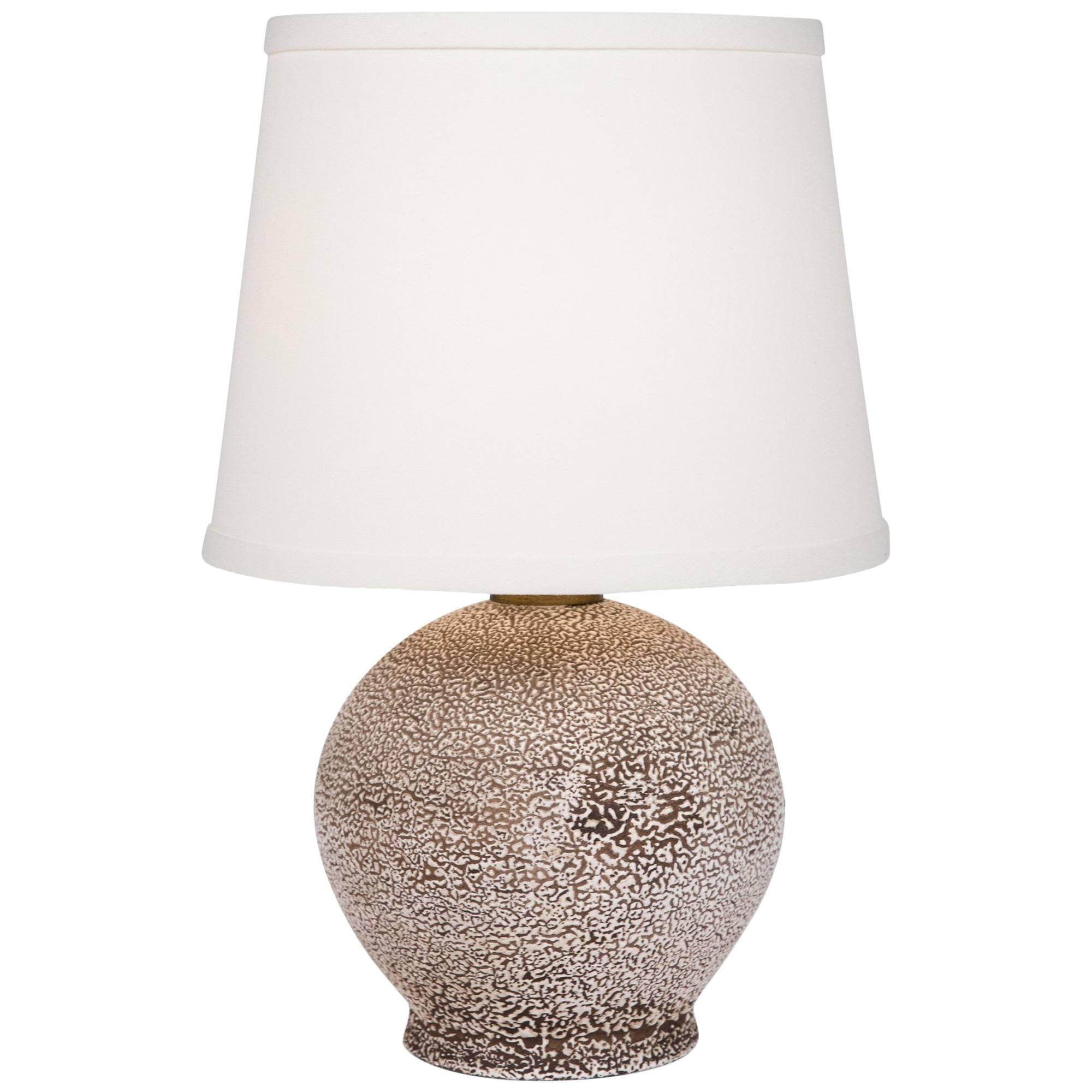 Lightly Textured Ceramic Table Lamp by Louis Dage, French, 1930s